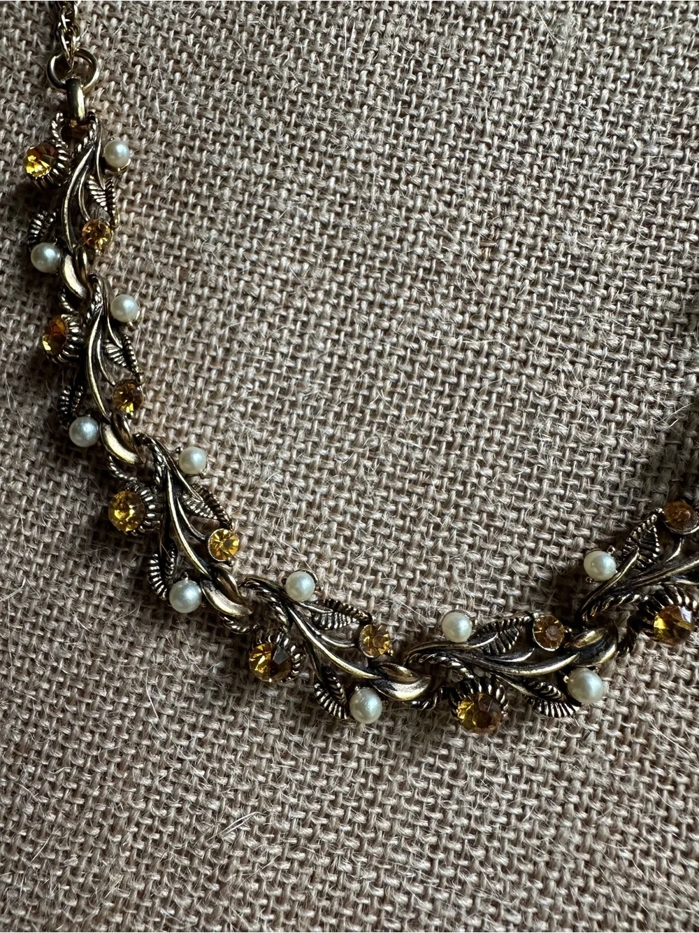 Vintage Choker Necklace Faux Pearl Rhinestone